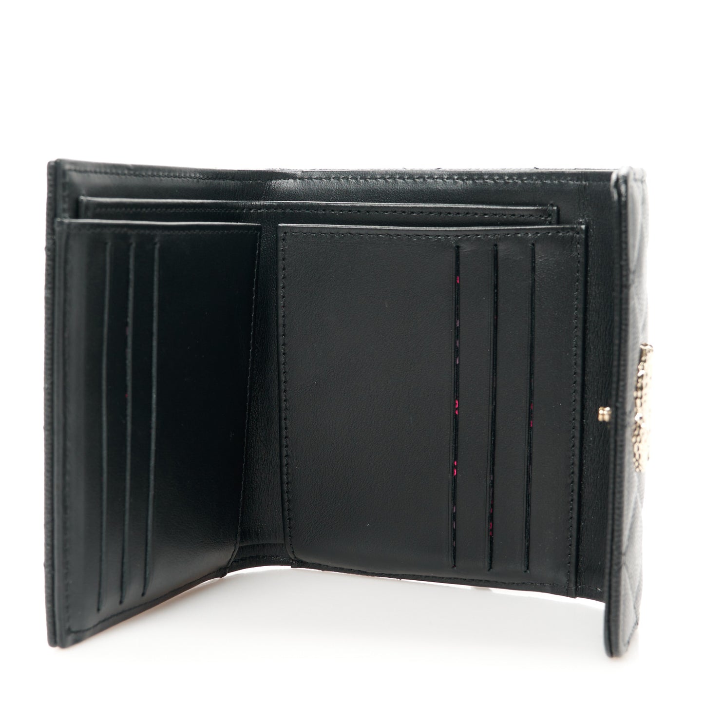 Caviar Quilted Small Flap Wallet  Black