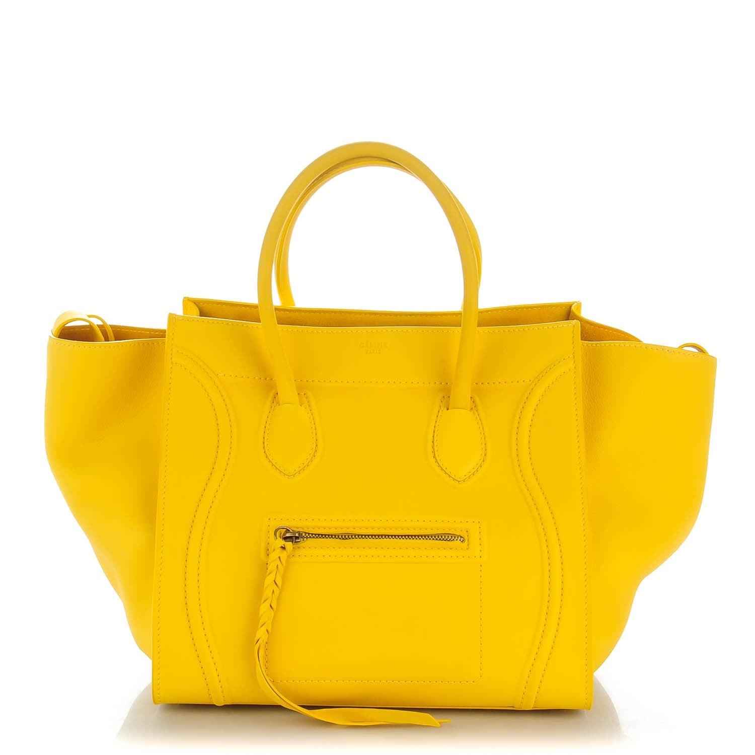 Celine Supple Calfskin Medium Phantom Luggage Sun Yellow 1 of 8
