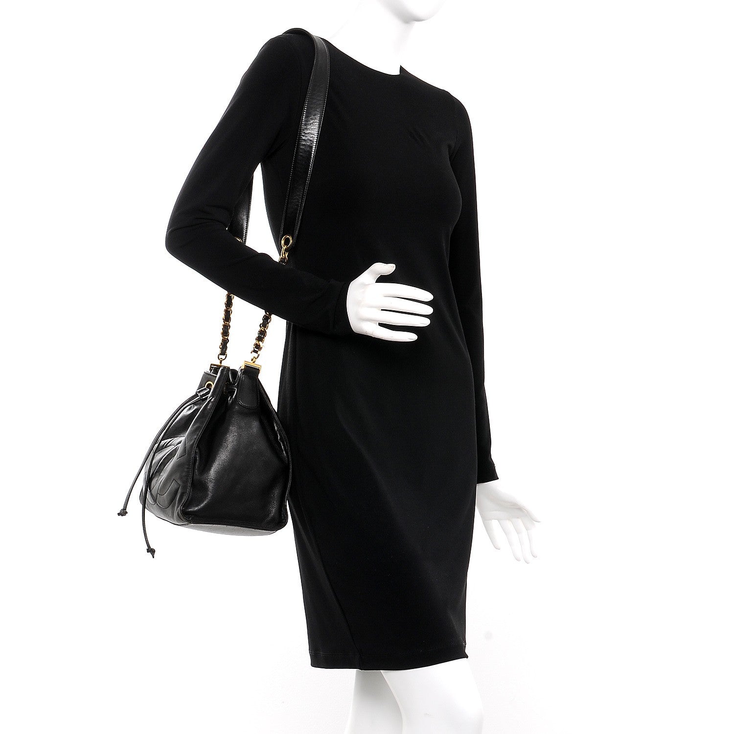 Chanel Lambskin CC Drawstring Shoulder Bag Black 2 of 11