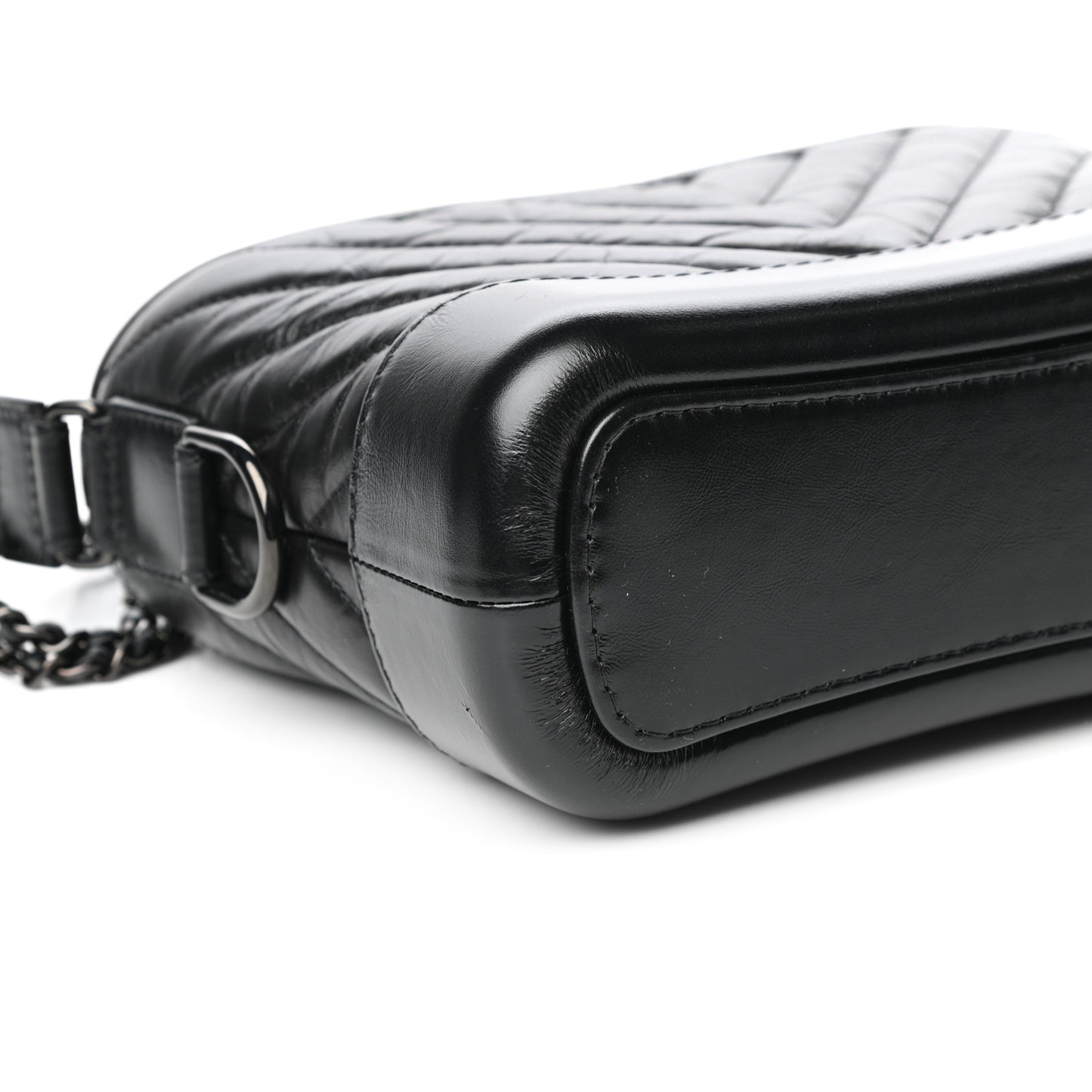 Aged Calfskin Chevron Quilted Small Gabrielle Hobo So Black
