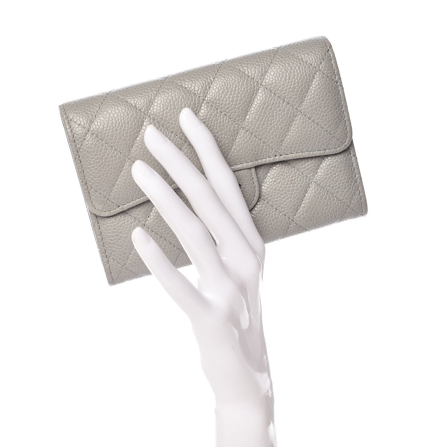 Chanel Caviar Quilted Small Flap Wallet Grey 2 of 8