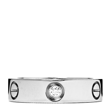 Cartier 18K White Gold 3 Diamond 5.5mm LOVE Ring 58 8.25 1 of 4