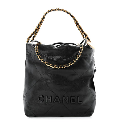 Chanel Shiny Caviar Quilted Monochrome Mini Chanel 22 Black 1 of 11