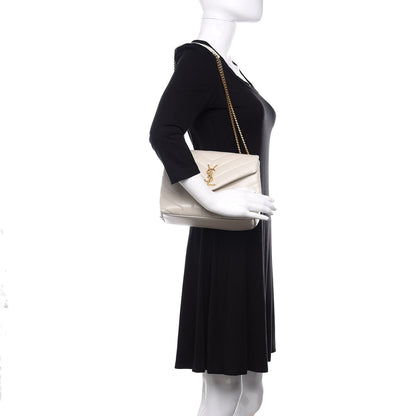 Saint Laurent Calfskin Y Quilted Monogram Small Loulou Chain Satchel Ivory 2 of 9