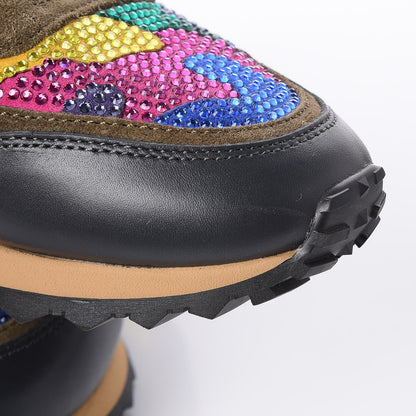 Valentino Garavani Suede Crystal Camouflage Womens Rockrunner Sneakers 38 Multicolor 9 of 10