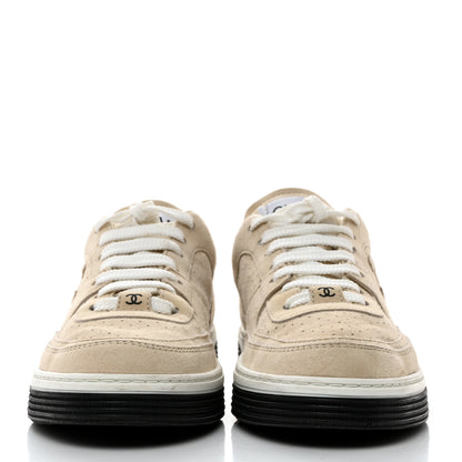 Chanel Suede Womens CC Sneakers 36 Light Beige 2 of 9