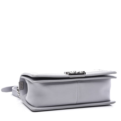 Chanel Calfskin Quilted Medium Boy Flap Light Grey 3 of 10