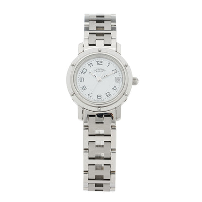 Hermes Stainless Steel 24mm Clipper Quartz Watch White 1 of 5