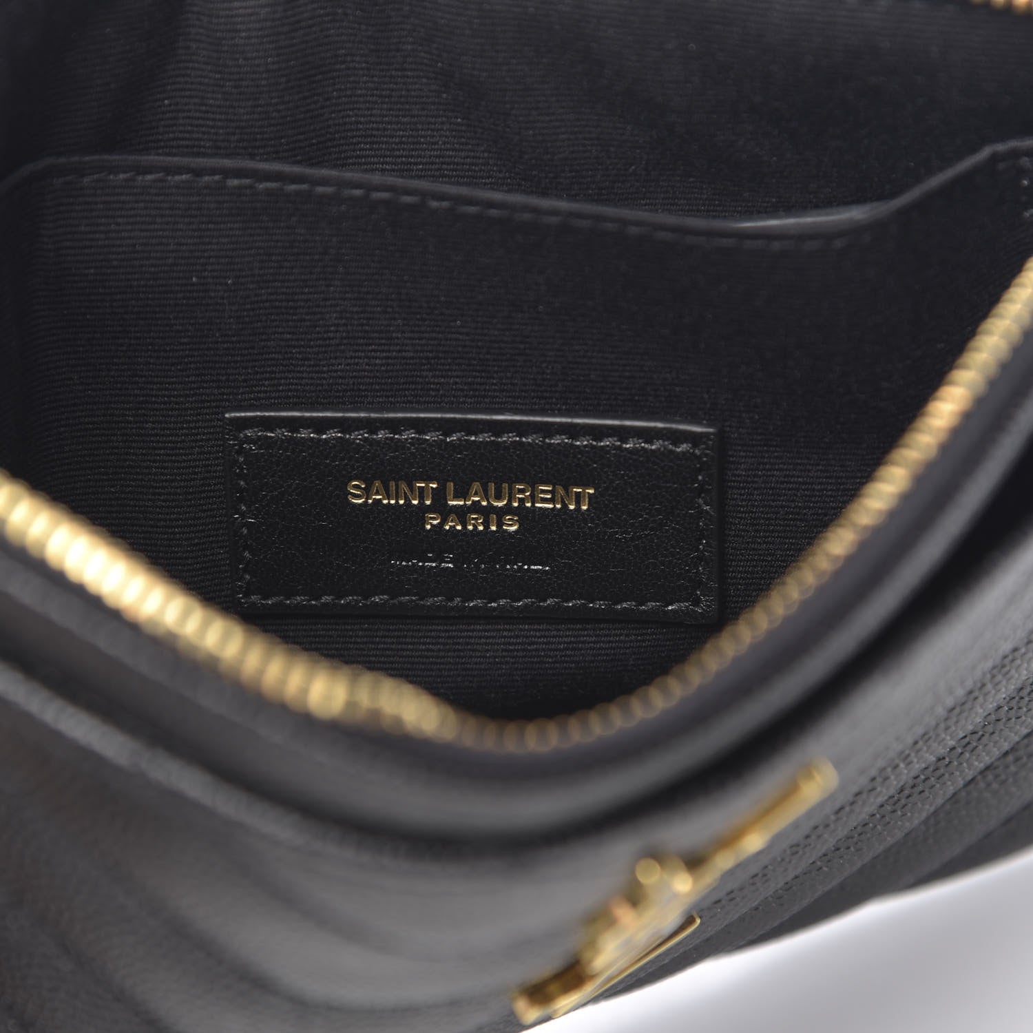 Saint Laurent Grain De Poudre Chevron Monogram Bill Pouch Black 6 of 7