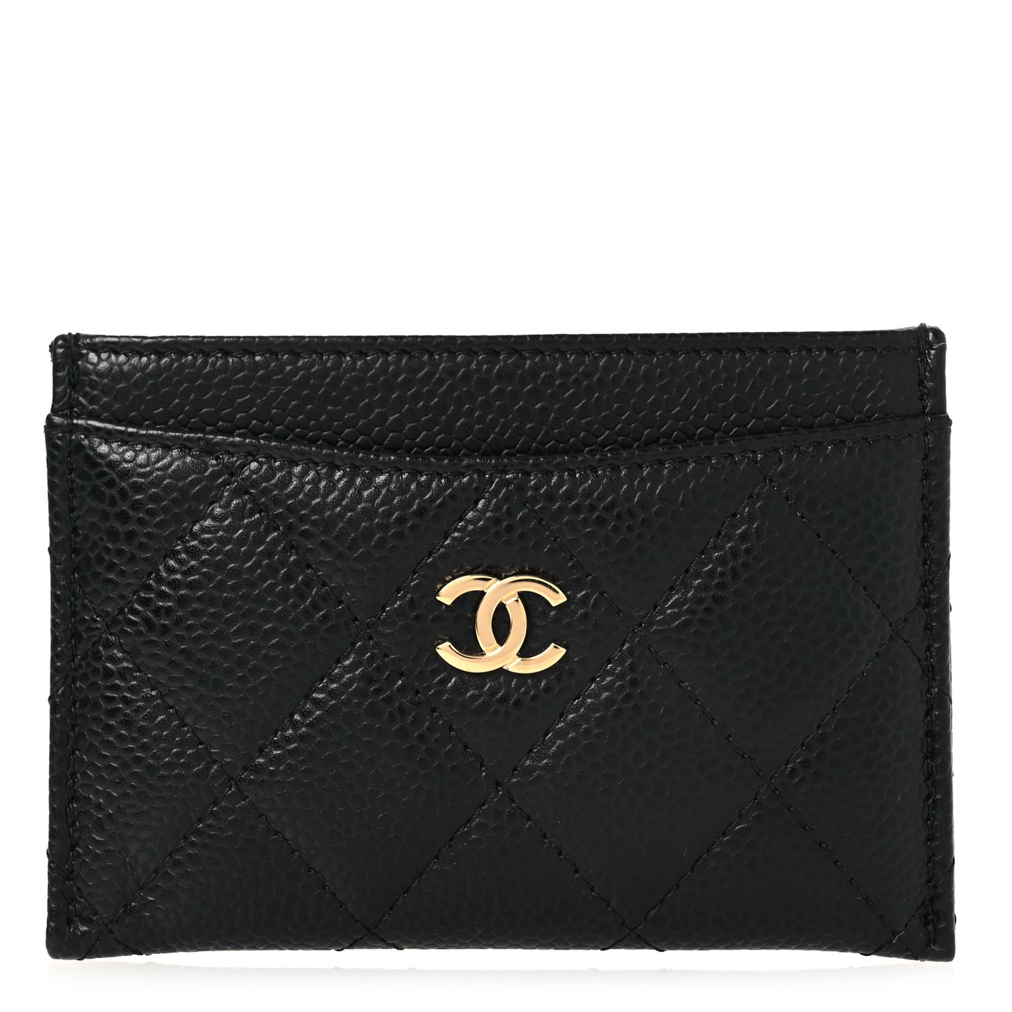 Caviar Quilted Card Holder Black