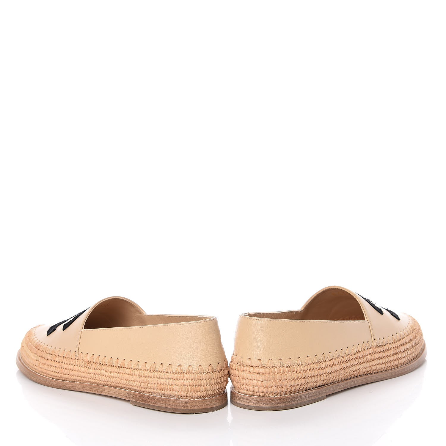 Chanel Lambskin Grosgrain CC Espadrilles 40 Ivory Black 6 of 14