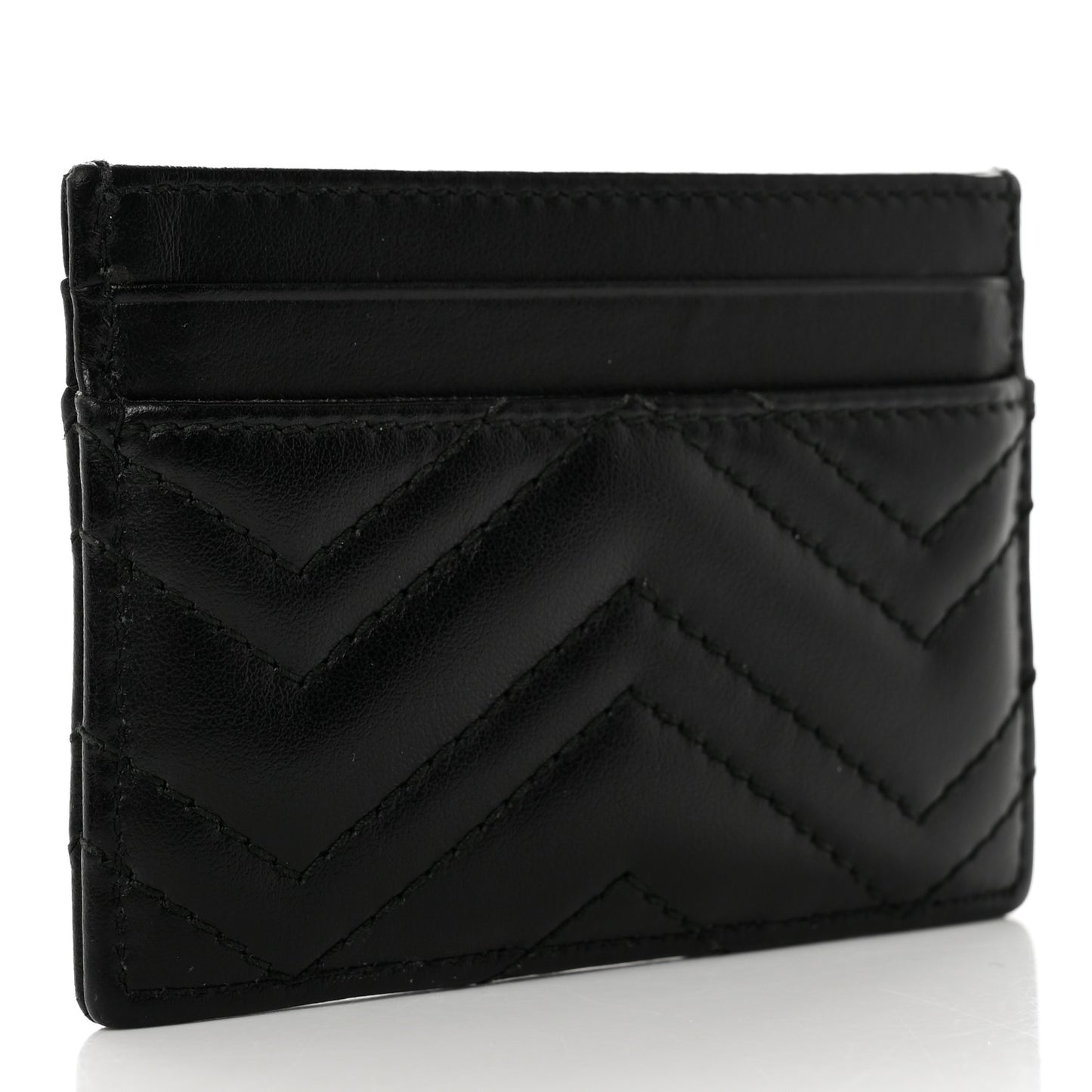 Calfskin Matelasse GG Marmont Card Holder Black