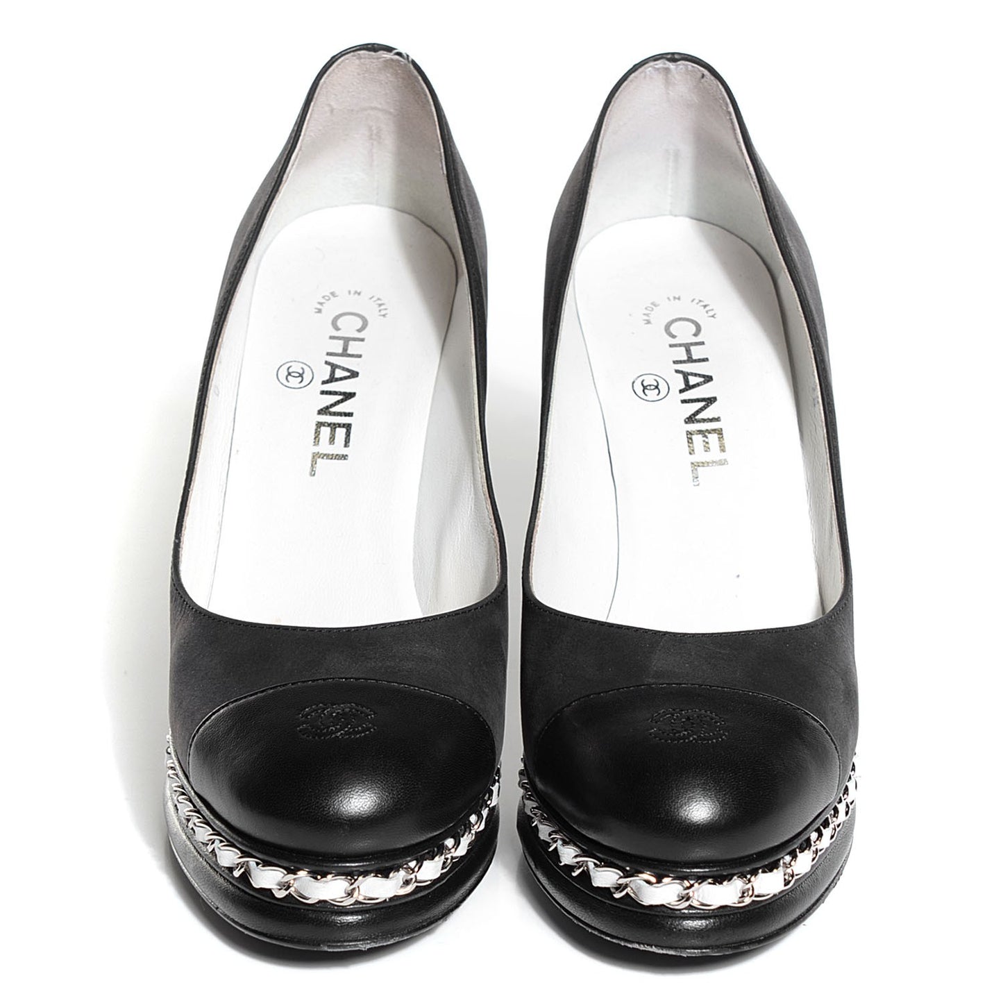 Suede Platform Chain Pumps 37.5 Black