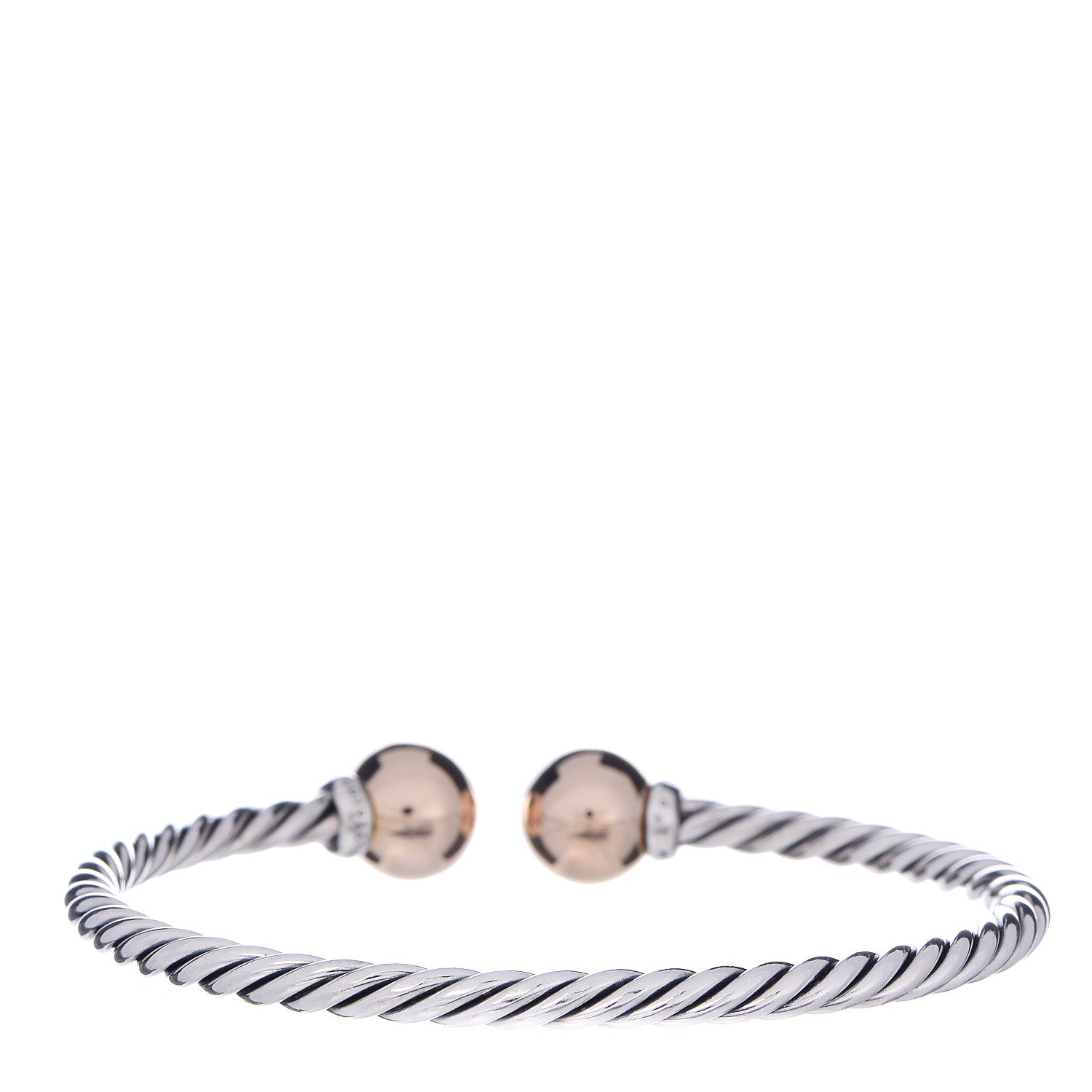 David Yurman Sterling Silver 18K Yellow Gold Diamond 9mm Solari Bead Bracelet 3 of 5