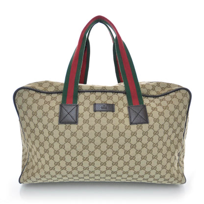 Gucci GG Monogram Web Large Collapsible Carry On Duffle Beige Brown 1 of 8
