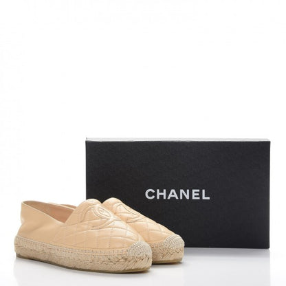 Chanel Lambskin Quilted CC Espadrilles 36 Beige 12 of 12