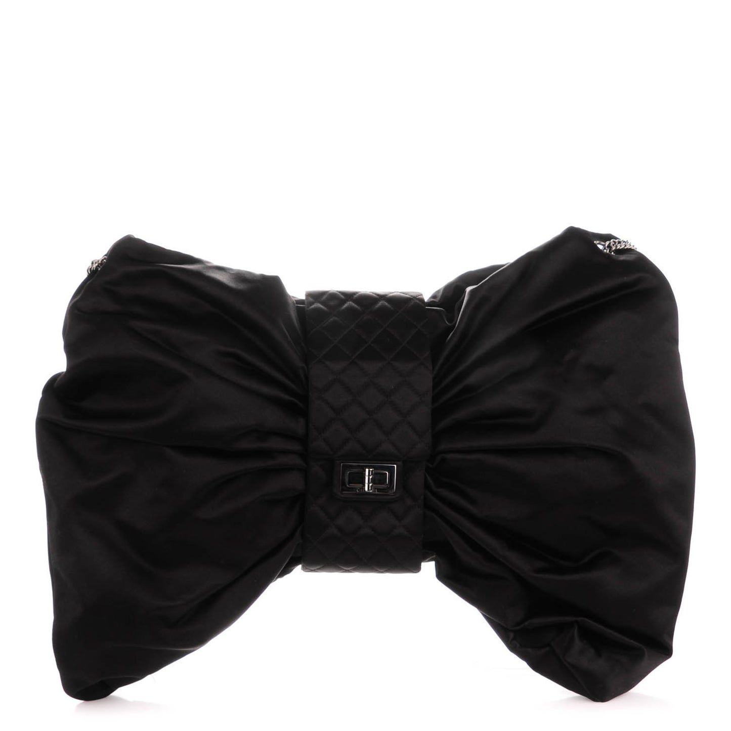 Satin Large Bow Bag Black