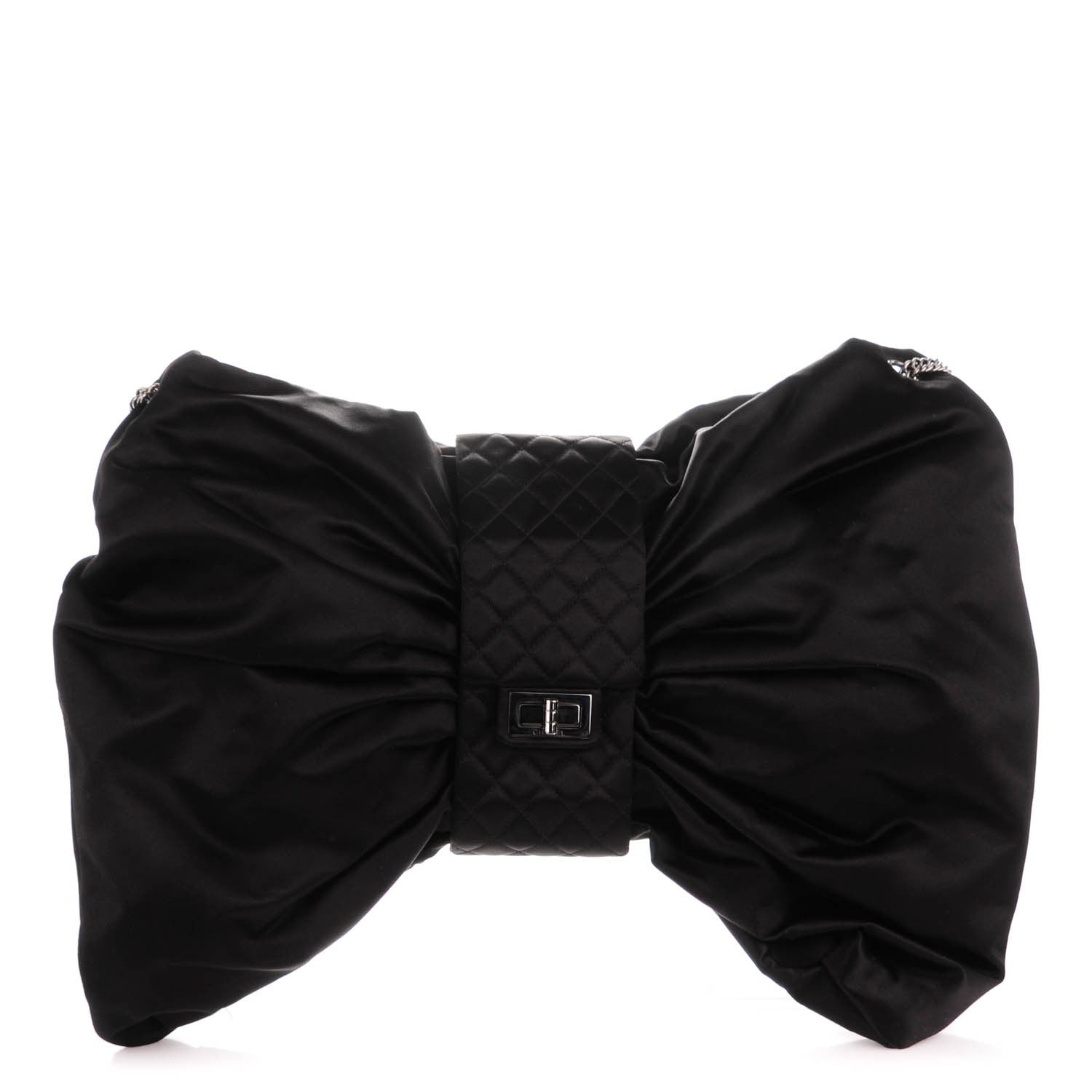 Chanel Satin Large Bow Bag Black 1 of 7