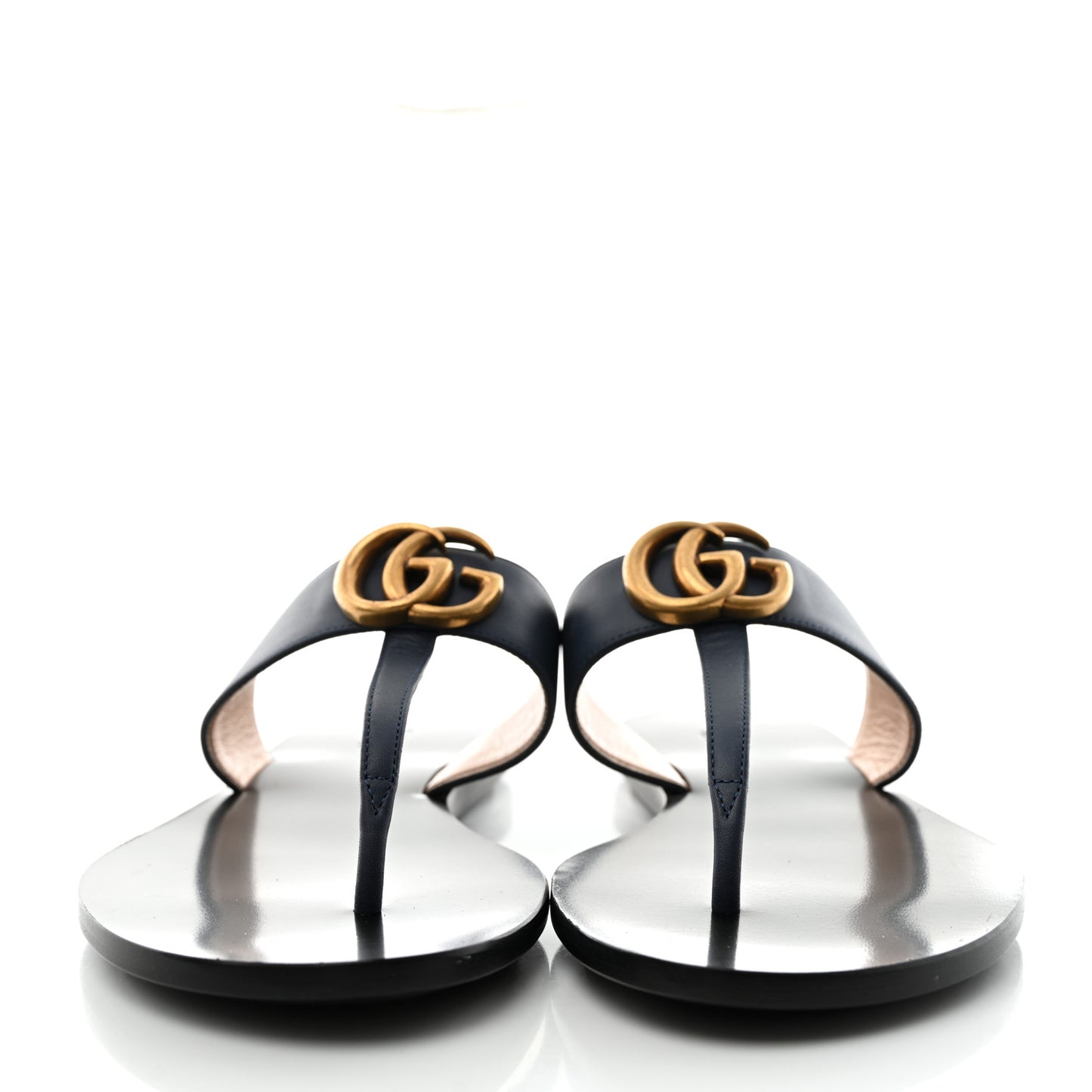 Calfskin GG Marmont Thong Sandals 37 Blue Agata