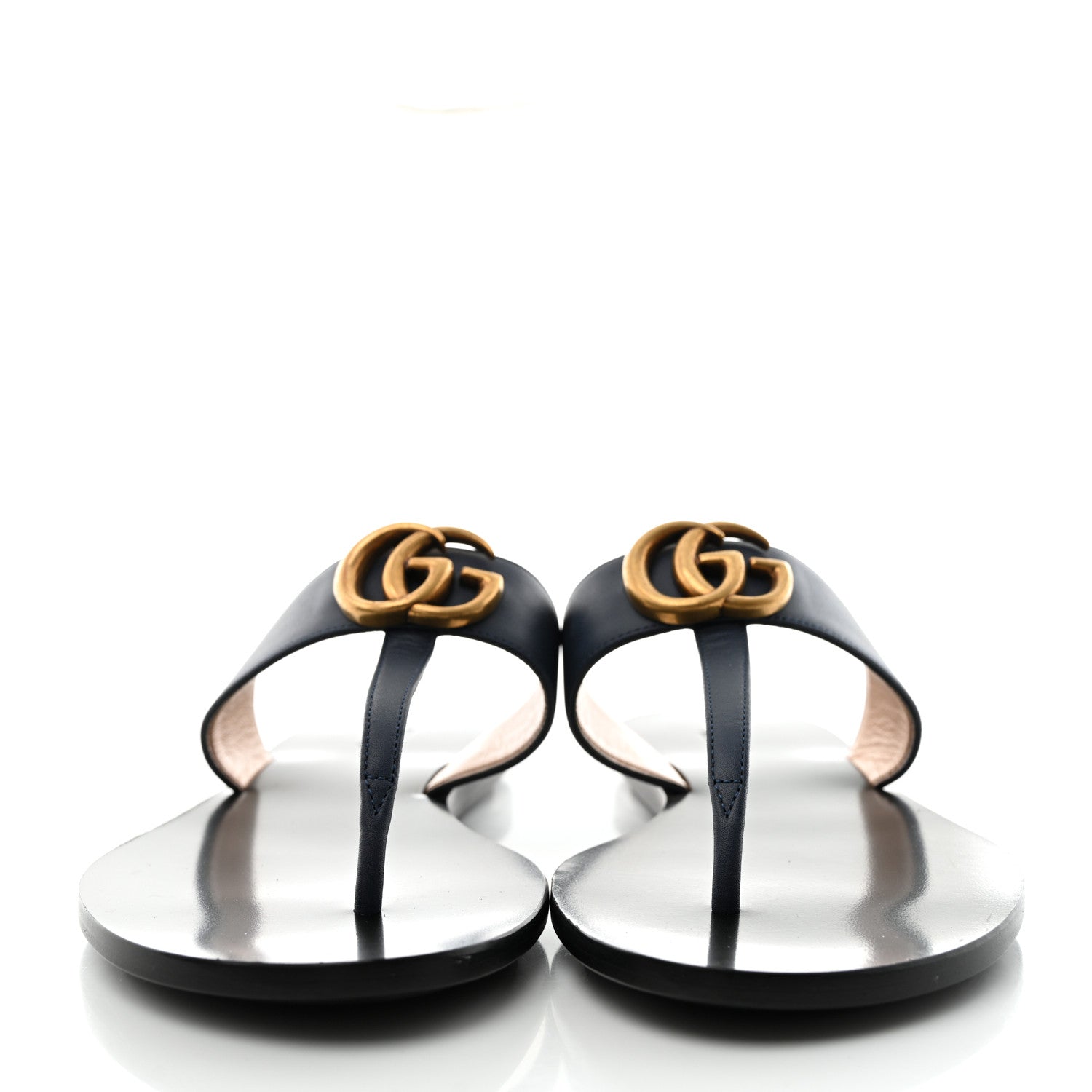 Gucci Calfskin GG Marmont Thong Sandals 37 Blue Agata 2 of 7