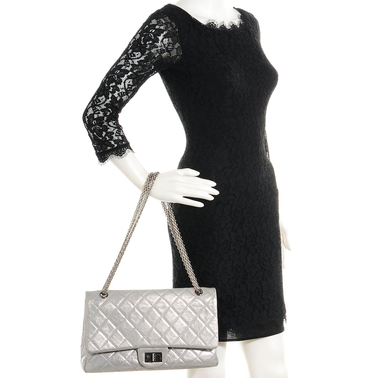 Calfskin 2.55 Reissue 227 Flap Metallic Silver