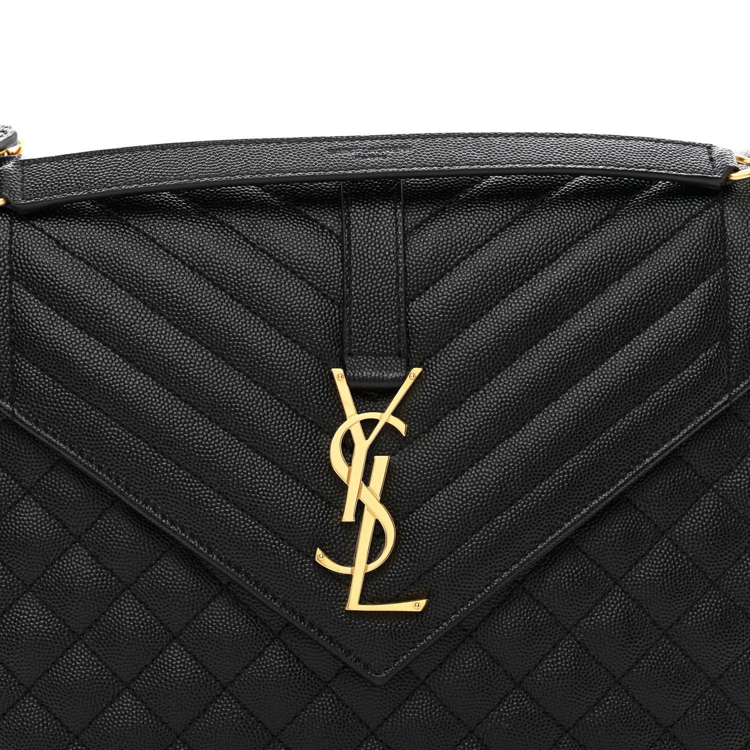 Saint Laurent Grain De Poudre Textured Mixed Matelasse Large Triquilt Monogram Satchel Black 5 of 11