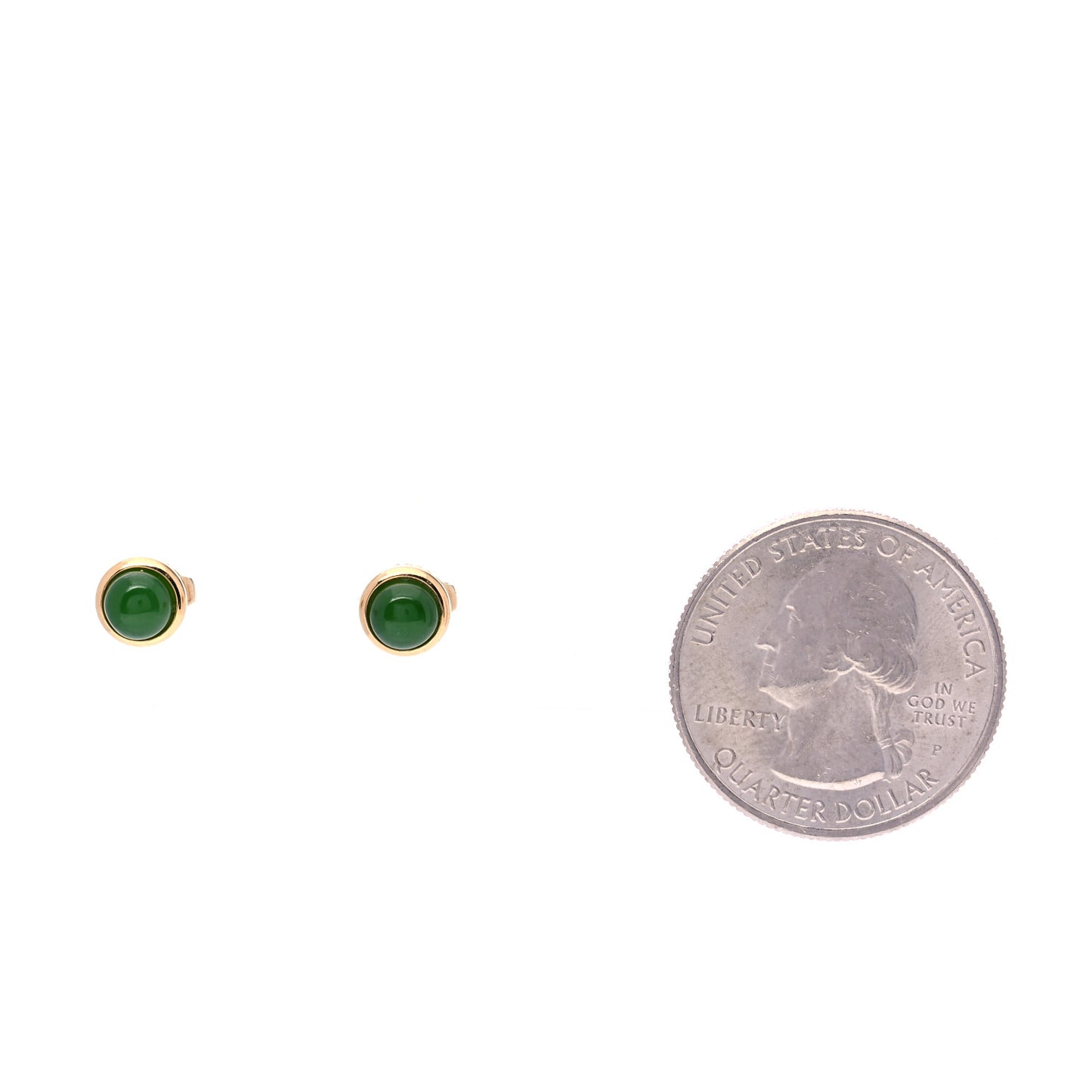 18K Yellow Gold Green Jade Elsa Peretti Cabochon Earrings