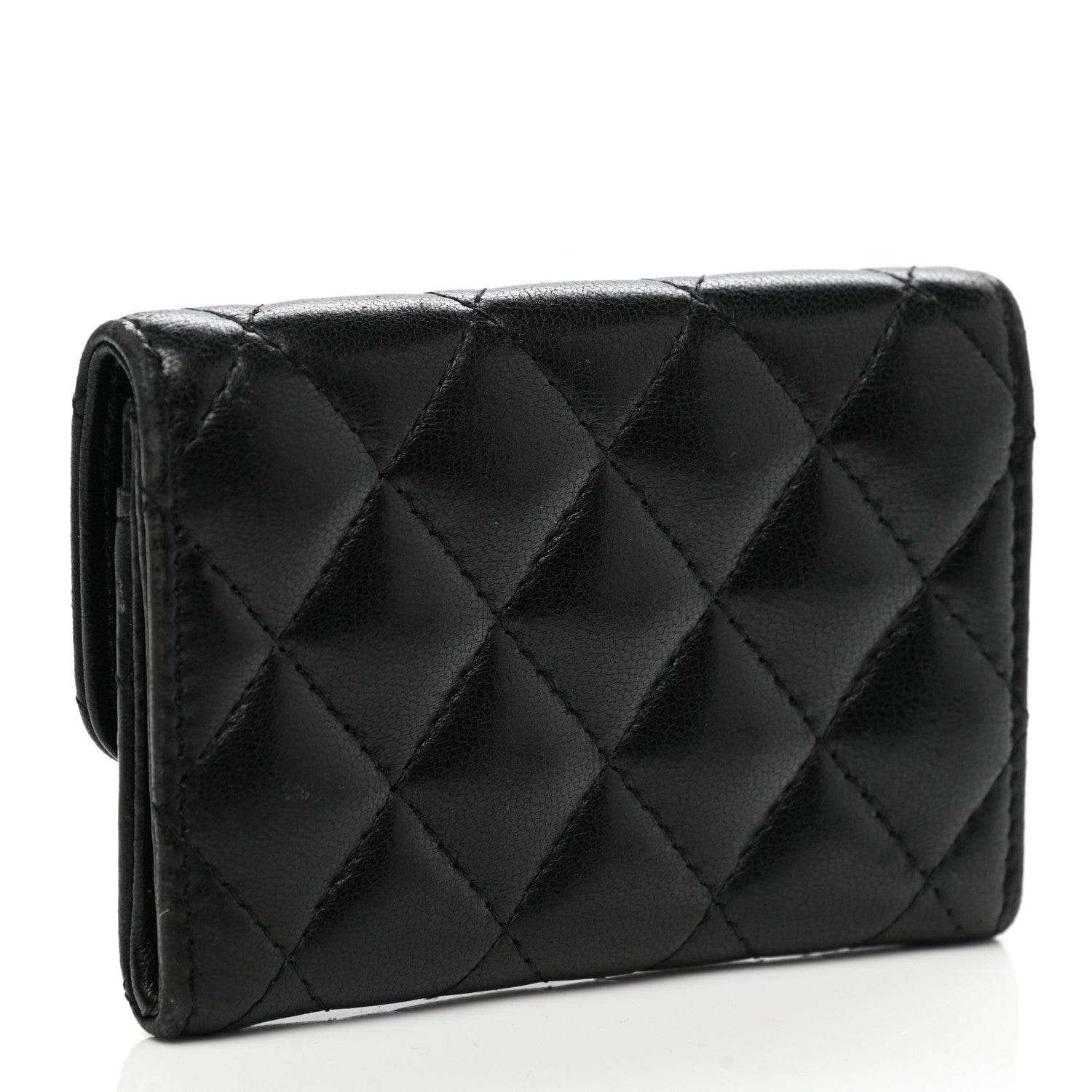 Chanel Lambskin Quilted Flap Card Holder Wallet Black 3 of 13