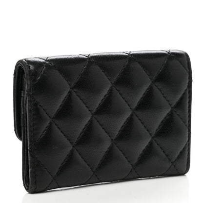 Chanel Lambskin Quilted Flap Card Holder Wallet Black 3 of 13