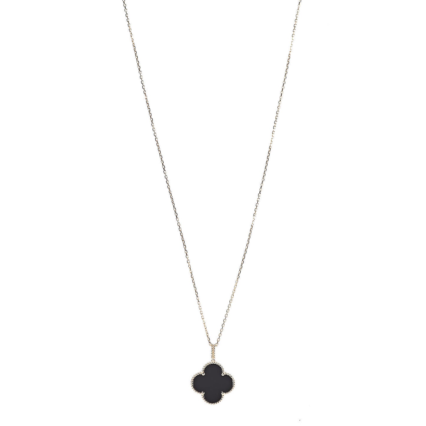 18K Yellow Gold Black Onyx Magic Alhambra Pendant Necklace