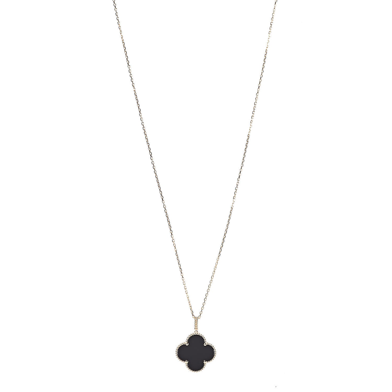 Van Cleef & Arpels 18K Yellow Gold Black Onyx Magic Alhambra Pendant Necklace 1 of 7