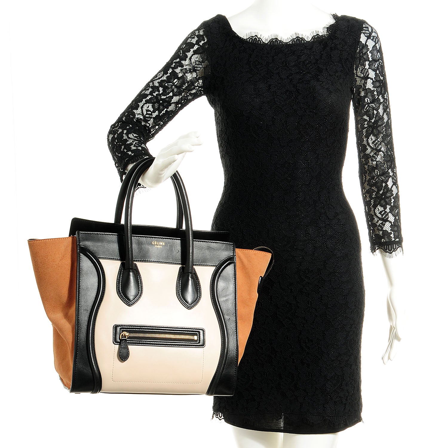 Celine Satin Calfskin Mini Tri-Color Luggage Beige 2 of 10