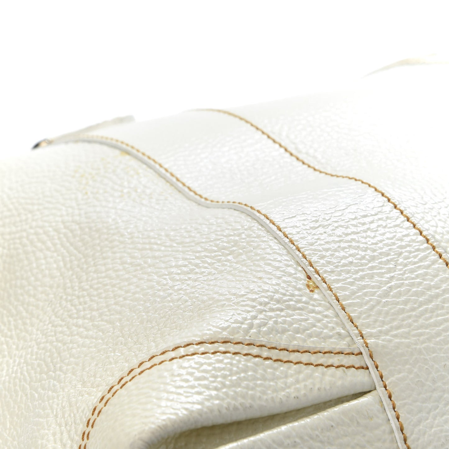 Grained Calfskin Large B Mix Tote White