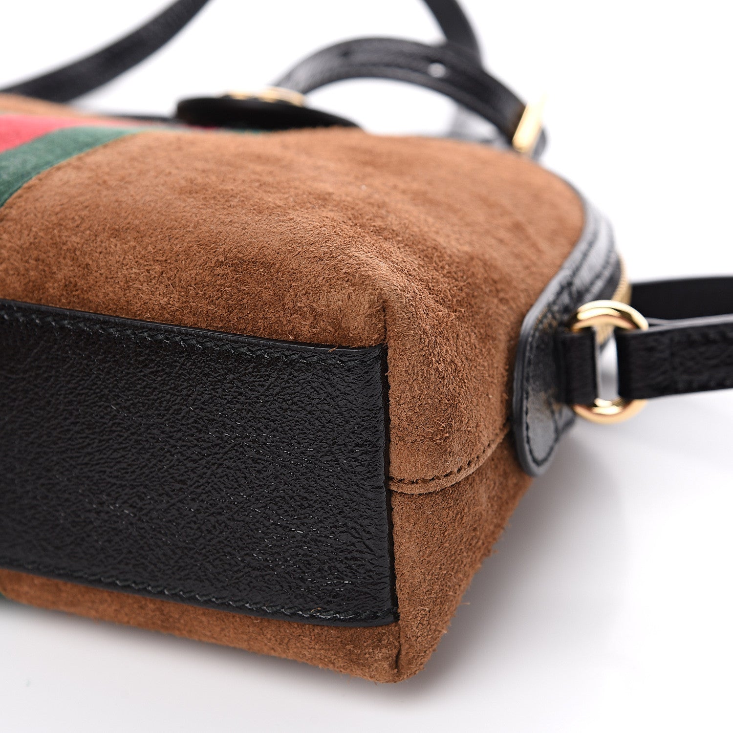 Gucci Suede Patent Web Small Ophidia Dome Shoulder Bag Nocciola Black 8 of 8