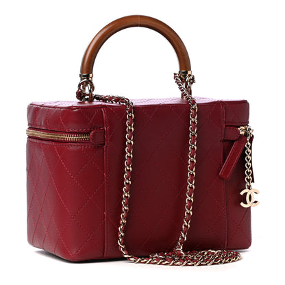Chanel Lambskin Flat Quilted Knock On Wood Large Vanity Case Red 2 of 4