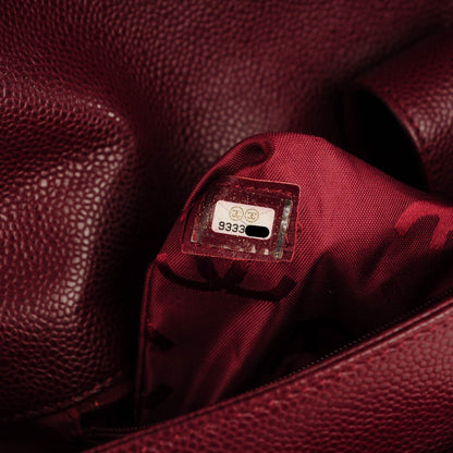Chanel Caviar CC Stitched Medium Flap Shoulder Bag Burgundy 7 of 7