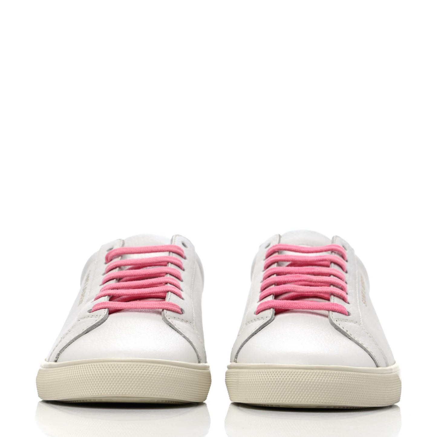 Grained Calfskin Andy Low Top Sneakers 41 Optical White Fuxia Fluo
