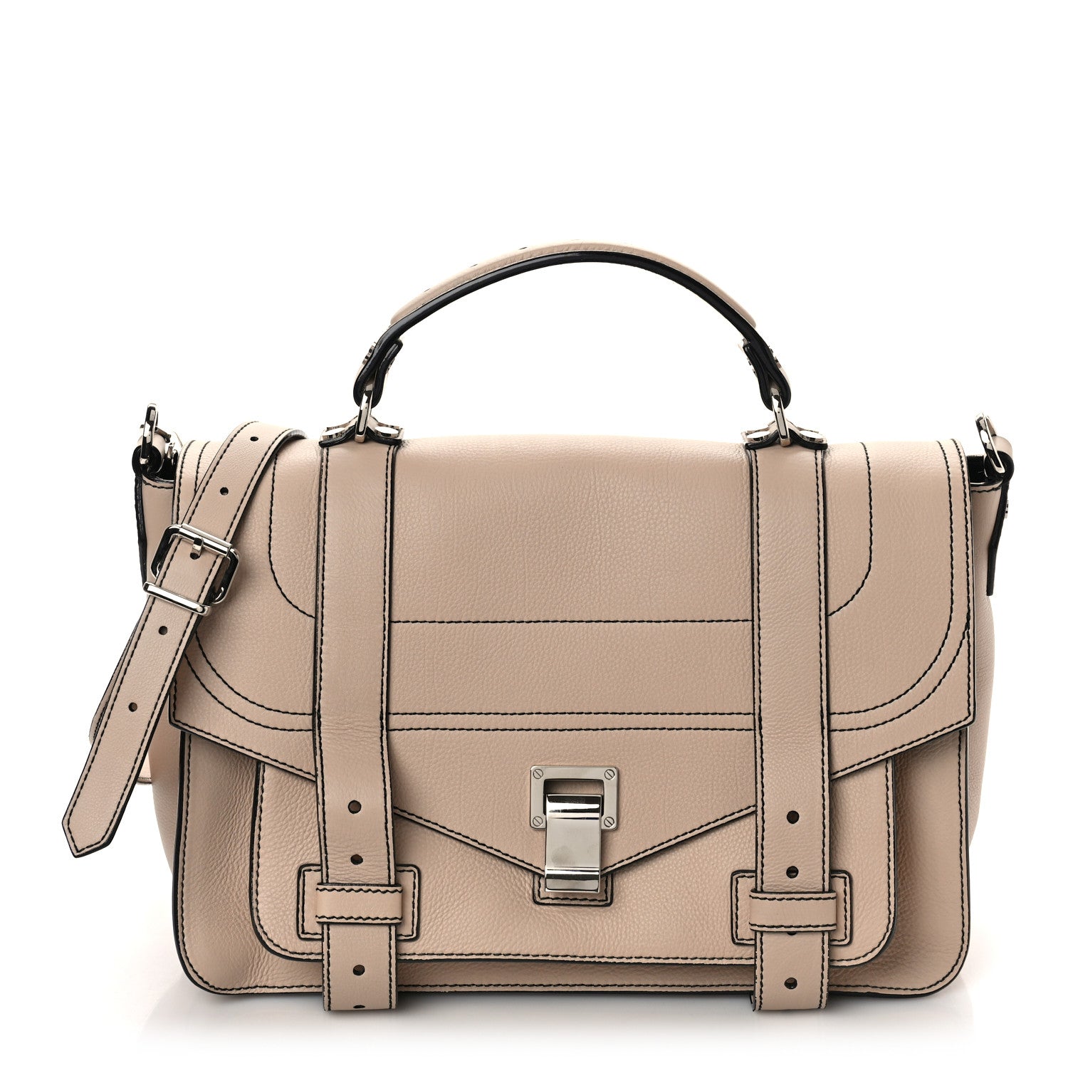 Proenza Schouler Grained Calfskin Medium Contrast Stitch PS1 Satchel Sand 1 of 8