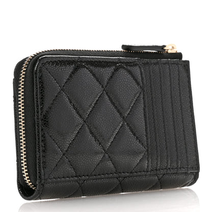 Chanel Caviar Quilted CC Zip Around Card Holder Black 3 of 8