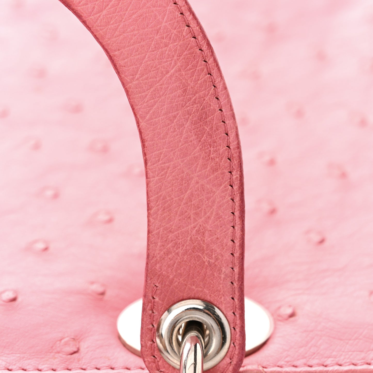 Ostrich Large Lady Dior Pink