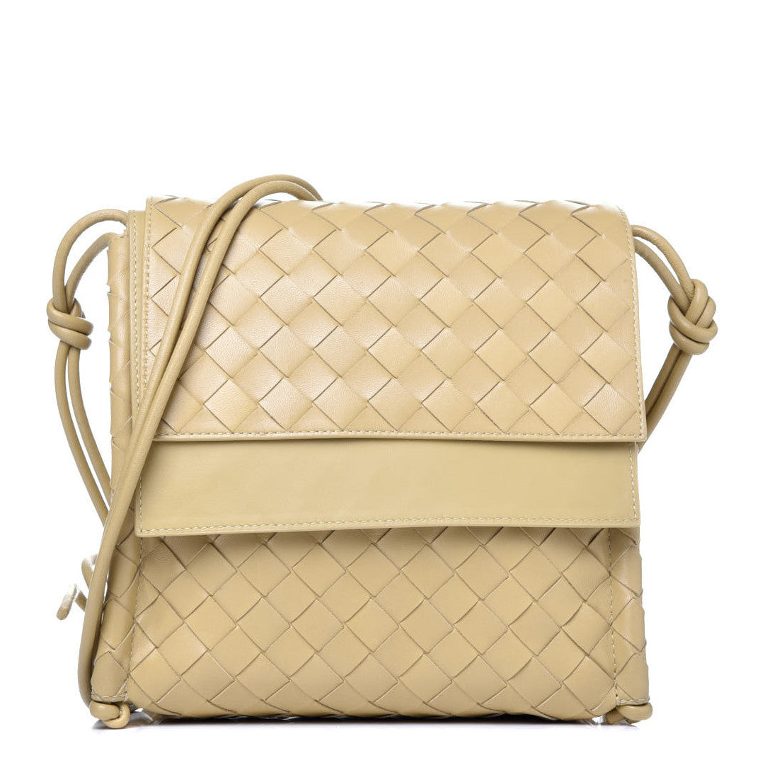 Nappa Intrecciato Small Knot Flap Crossbody Tapioca
