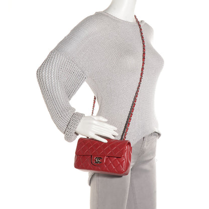 Chanel Lambskin Quilted Mini Rectangular Flap Red 2 of 7