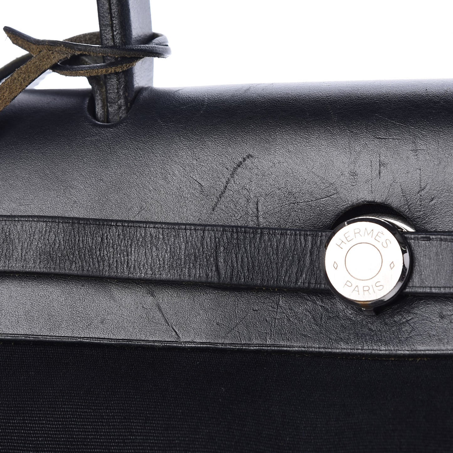 Toile Vache Calfskin Herbag 30 PM Black Natural