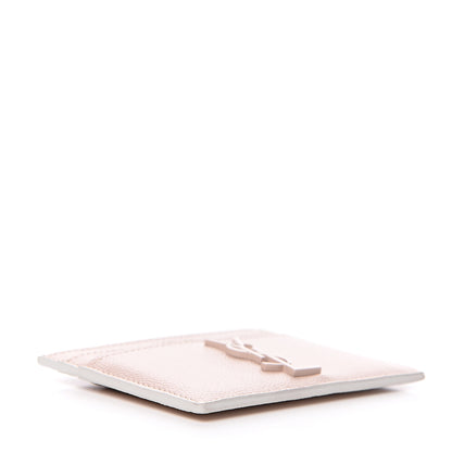 Saint Laurent Grain De Poudre Monogram Credit Card Case Rose 3 of 5