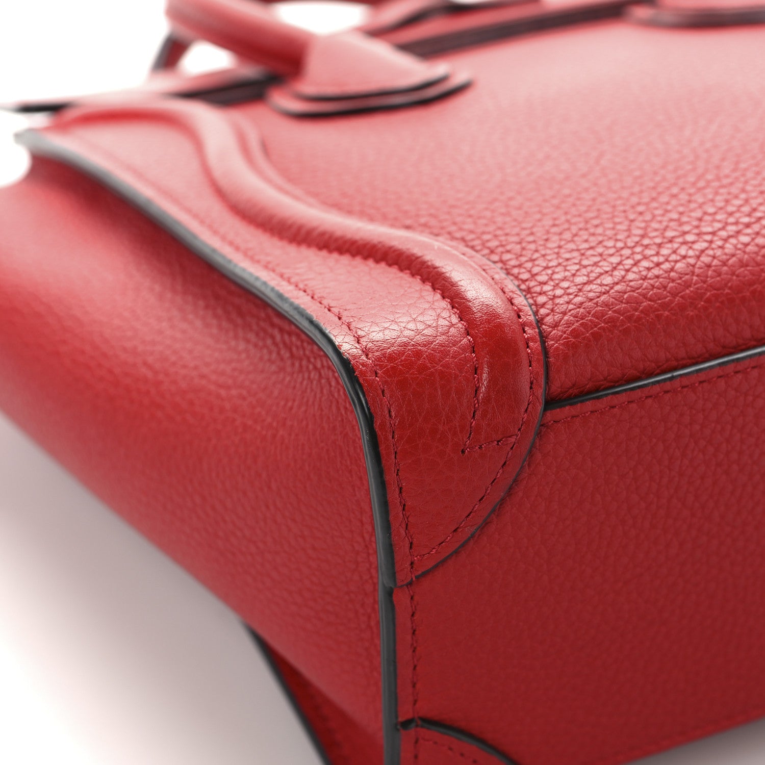 Celine Drummed Calfskin Nano Luggage Red 8 of 14