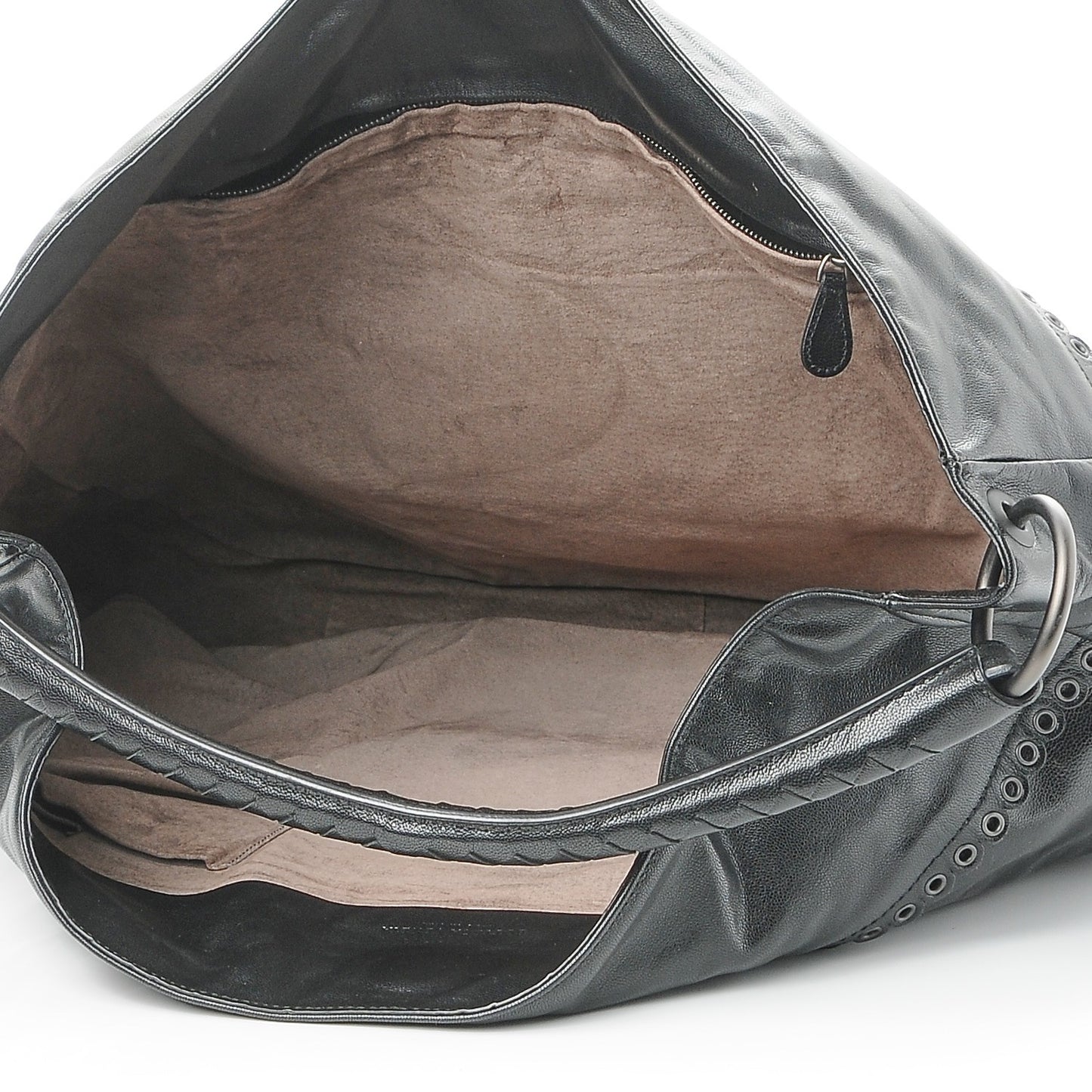 Nappa Grommet Oversized Hobo Black