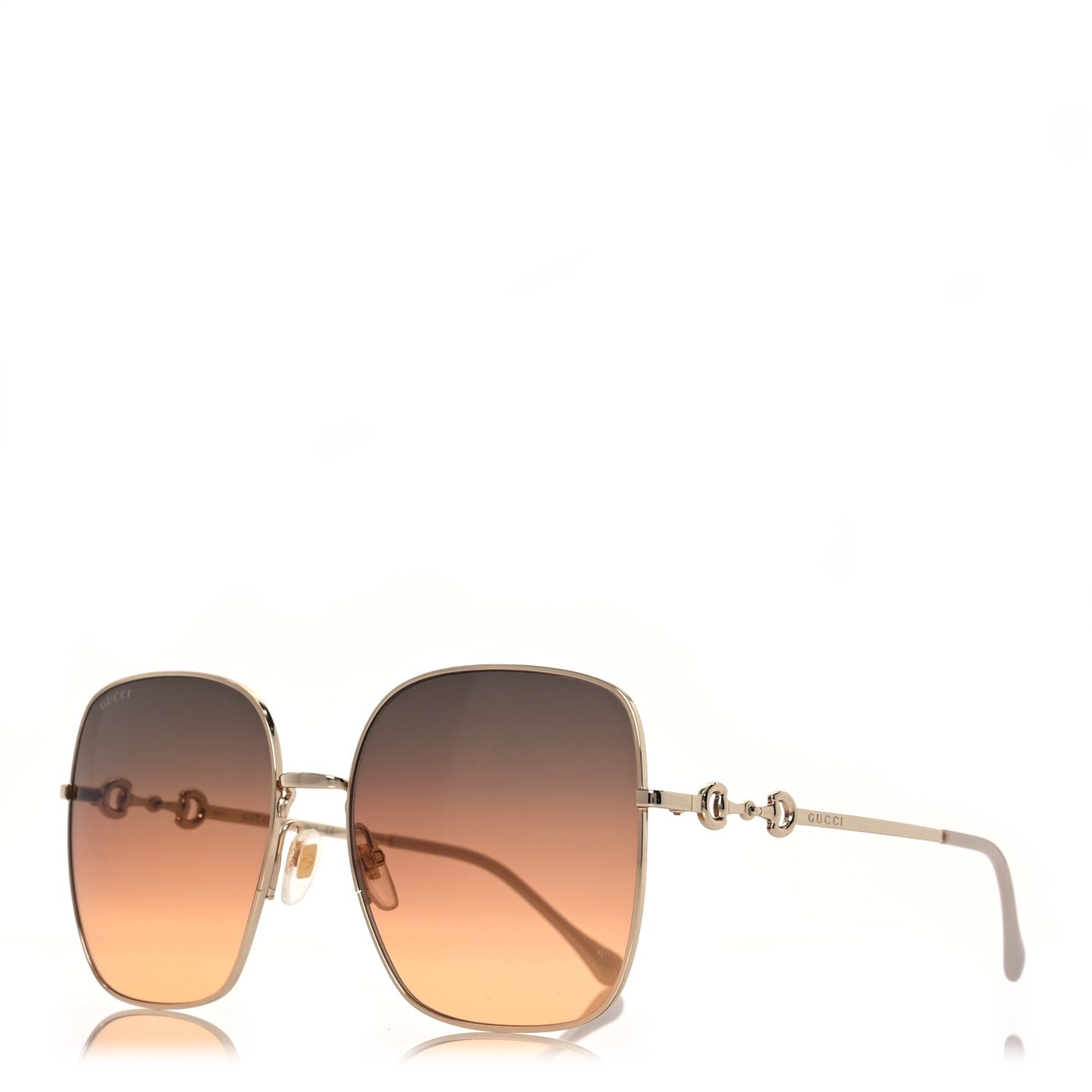 Metal Horsebit Square Frame Sunglasses GG0879S Gold