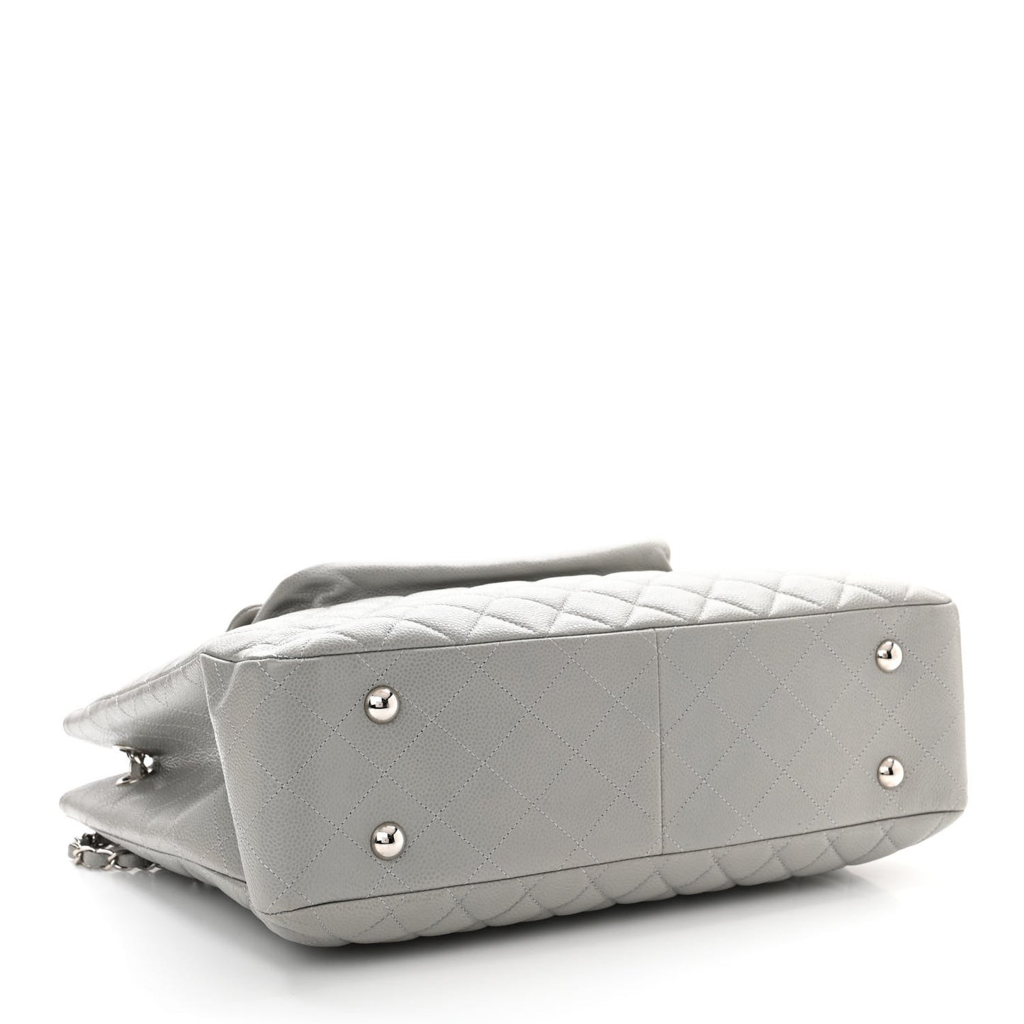 Caviar Quilted Maxi Paris Edinburgh Flap Light Grey