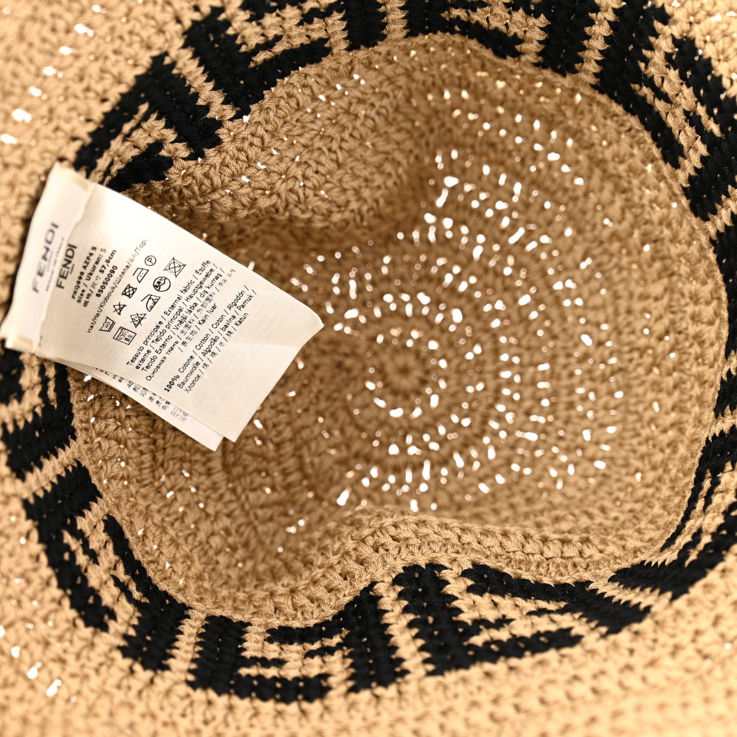 Cotton FF Woven Bucket Hat S Naturale Black