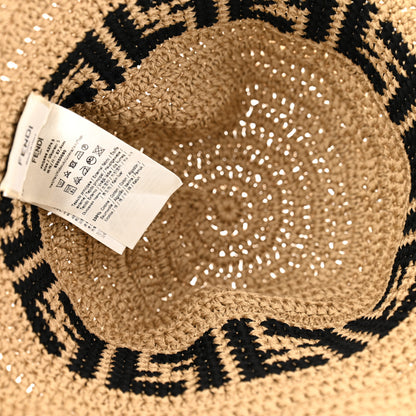 Fendi Cotton FF Woven Bucket Hat S Naturale Black 7 of 8